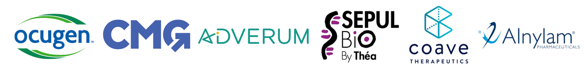 Ocugen, CMG Consulting, Adverum, Sepul Bio, Coave Therapeutics, Alnylam